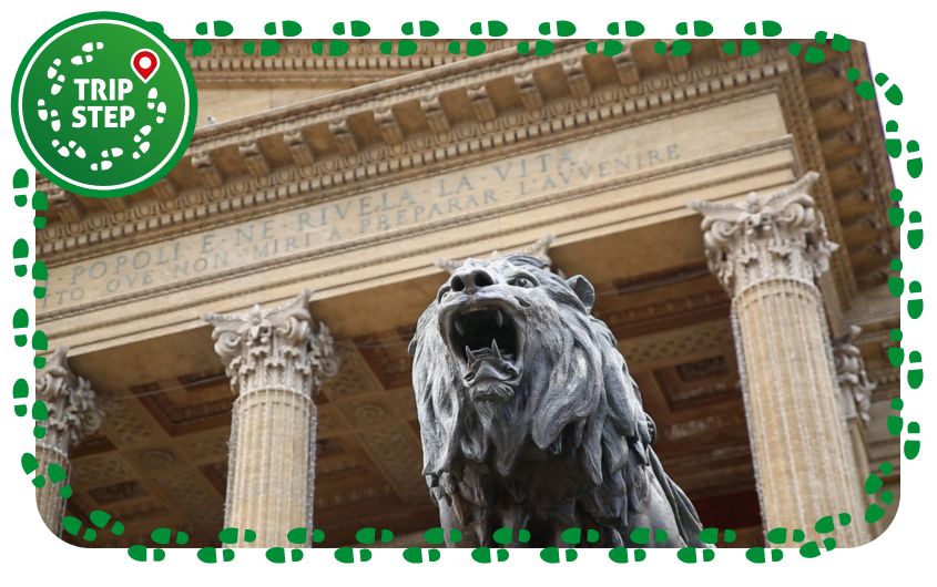 Palermo Teatro Massimo Vittorio Emanuele particolare di uno dei leoni