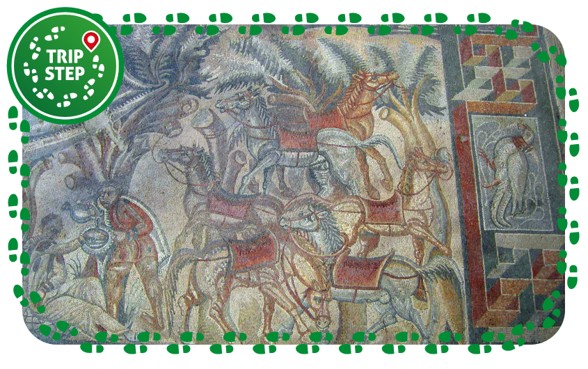 Villa del Tellaro particolare del "mosaico della caccia" foto di Sailko via Wikimedia-Commons