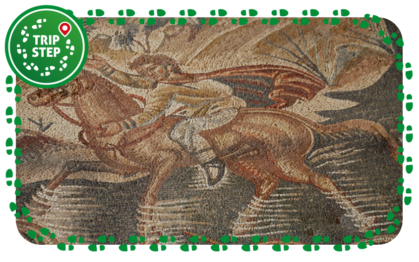 Villa del Tellaro particolare del "mosaico della caccia" foto di giomodica via Wikimedia-Commons